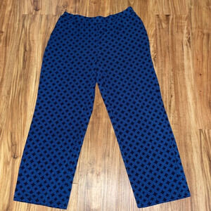 Susan Graver womens medium 8 10 pants wide leg pullon palazzo blue black stretch